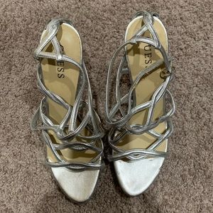 Guess Silver Strappy Sandals